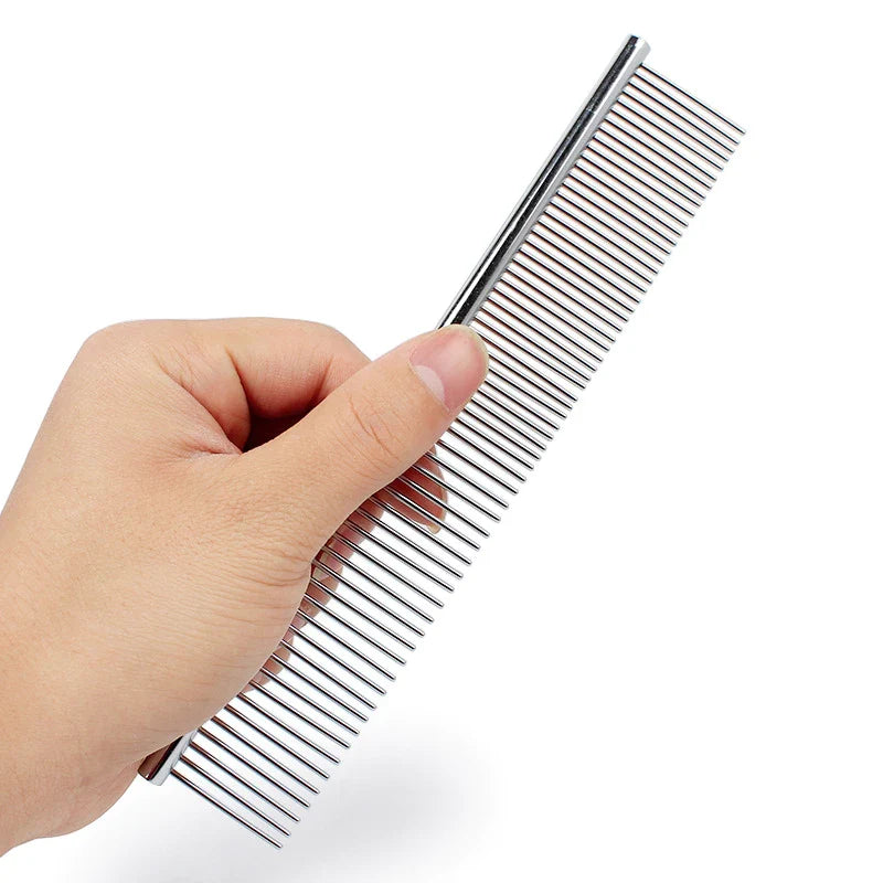 Pente Aço Inox 61 Dentes para Escovar Pelos de Cães e Gatos