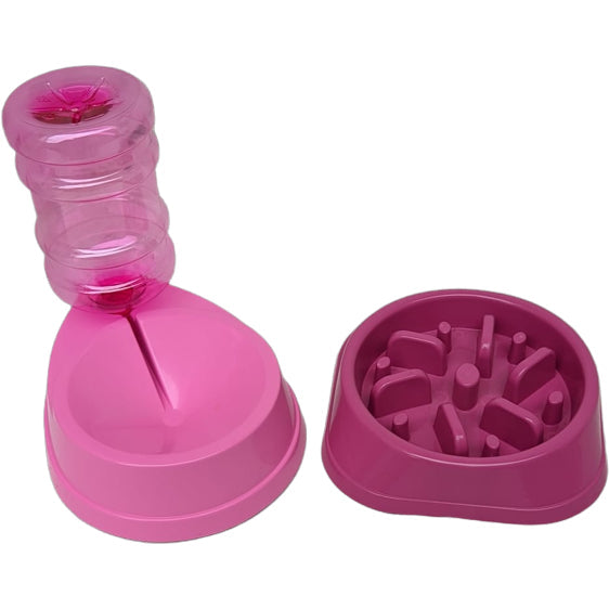 Kit comedouro com bebedouro dosador rosa