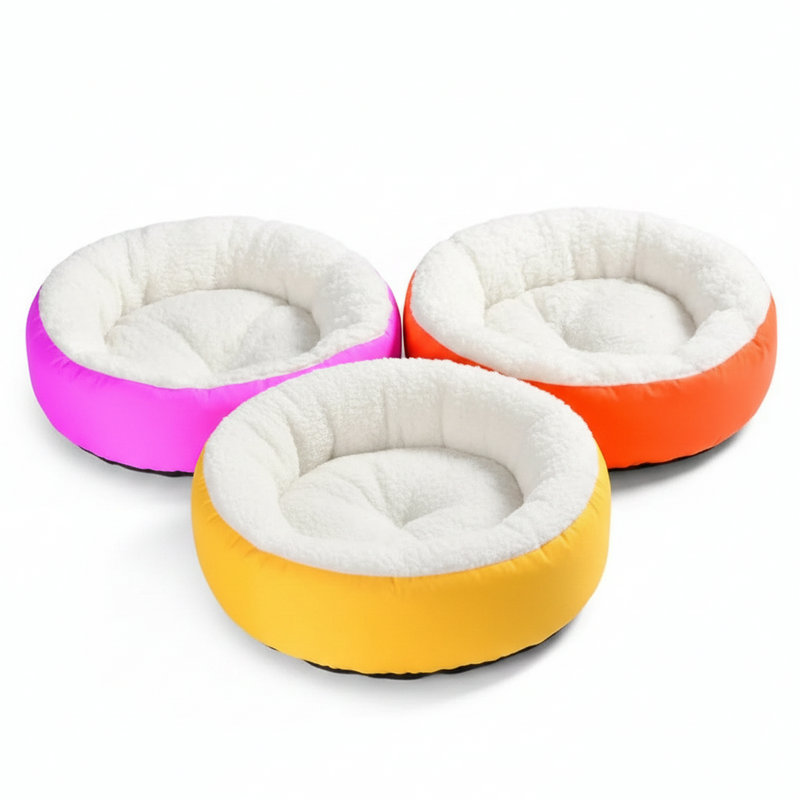 Caminha Redonda Pets Sherpa para Cães e Gatos Macia P , M e G Quente Confortável Cama Pet Com Pelinho