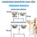 Comedouro duplo elevado pequeno branco