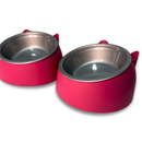 Comedouro Elevado Cachorro Gato Bebedouro Ração Água 250ml Orelha Fofo Luxo Unidade e Kit Com 2