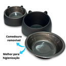 Comedouro Elevado Cachorro Gato Bebedouro Ração Água 250ml Orelha Fofo Luxo Unidade e Kit Com 2