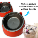 Comedouro Elevado Cachorro Gato Bebedouro Ração Água 250ml Orelha Fofo Luxo Unidade e Kit Com 2