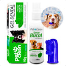 Kit Higiene Dental Pet com Gel Dental, Spray Bucal e Escova Dedeira