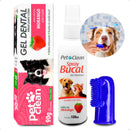 Kit Higiene Dental Pet com Gel Dental, Spray Bucal e Escova Dedeira