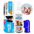 Kit Higiene Dental Pet com Gel Dental, Spray Bucal e Escova Dedeira
