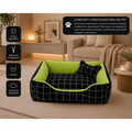 Cama Retangular Acolchoada com Ossinho para Cães e Gatos