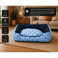 Cama Retangular Acolchoada com Ossinho para Cães e Gatos