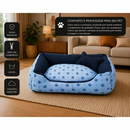 Cama Retangular Acolchoada com Ossinho para Cães e Gatos