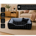 Cama Retangular Acolchoada com Ossinho para Cães e Gatos